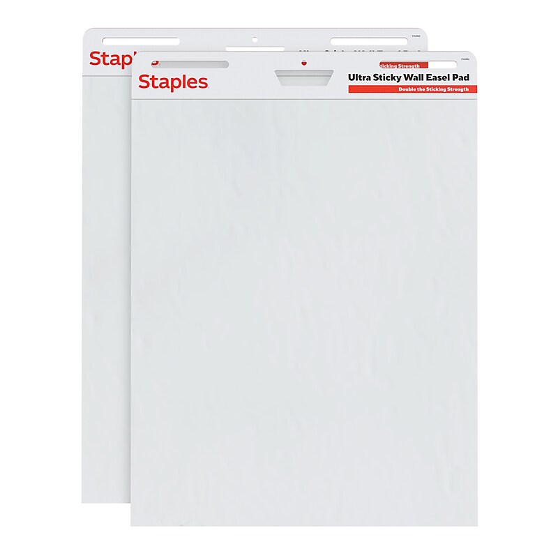 Staples Ultra Sticky Wall Easel Pad, 25" x 30", 30 Sheets/Pad, 2 Pads/Pack (ST62841) image 1