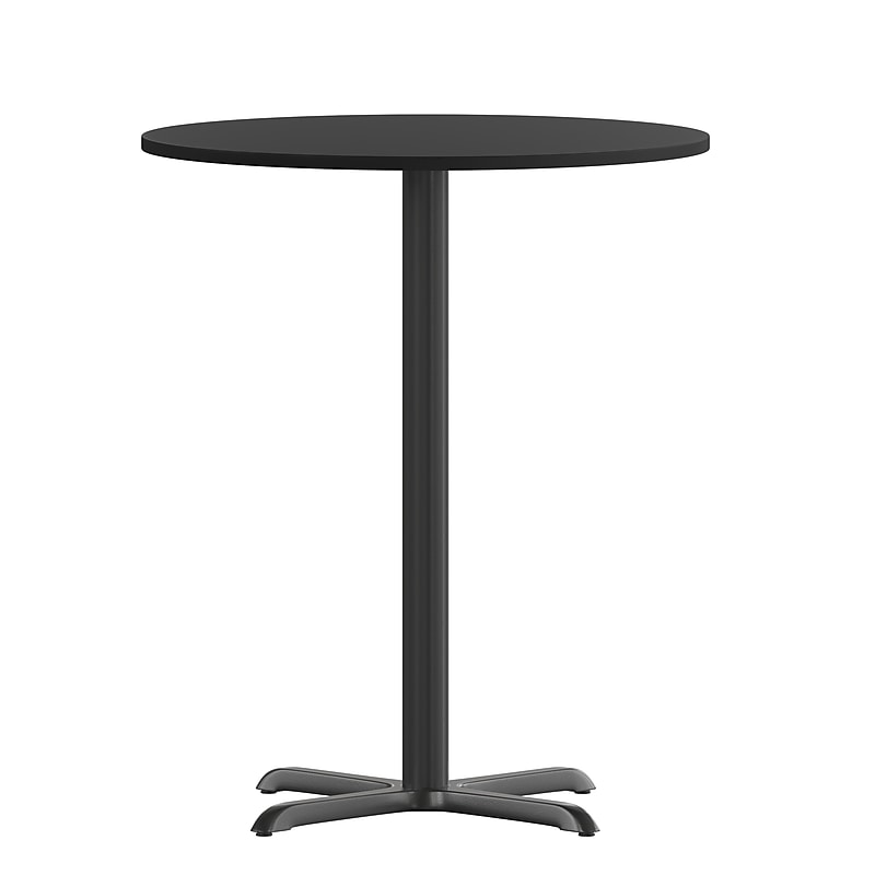Flash Furniture 30'' Round Laminate Table Top with 22'' x 22'' Bar-Height Table Base, Black (XURD30BKT2222B) image 1