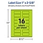 Avery Printable Rectangle Multipurpose Labels, 1" x 2-5/8", Bright Green, 320/Pack (94201)~#|#~1BE5E091-05DC-4A5C-A6EE5E8FF5BA6B8C_sc7