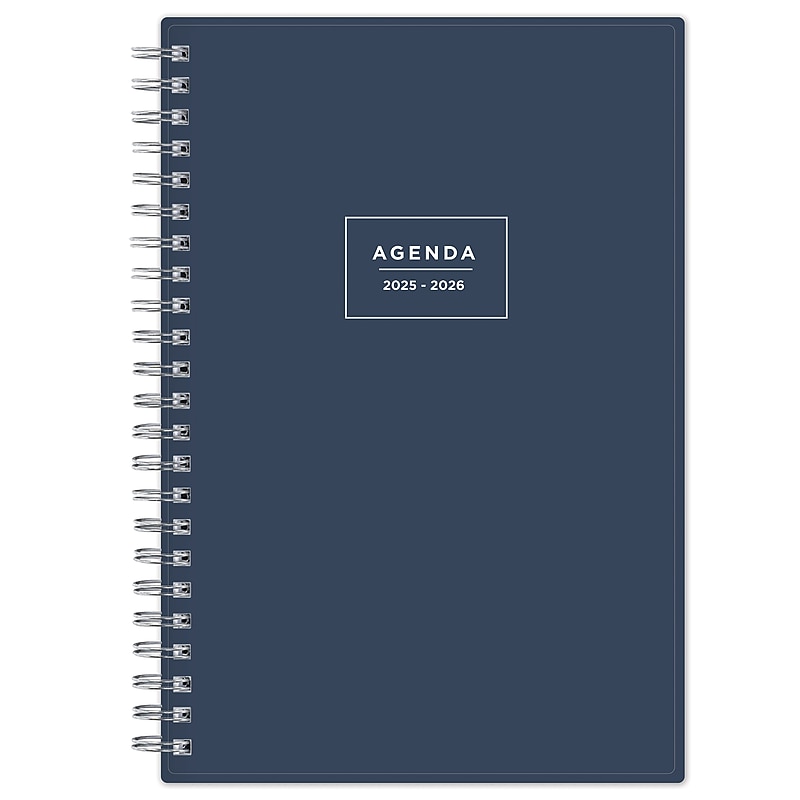 2025-2026 Blue Sky French 5" x 8" Academic Year Weekly & Monthly Planner, Plastic Cover, Navy (151117) image 1