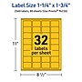 Avery Laser/Inkjet Rectangle Multipurpose Labels, 1.25" x 1.75", Bright Yellow, 2560/Box (94226)~#|#~1BE9EE93-E56E-4D8B-8952A8C205637348_sc7