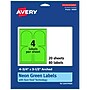 Avery Laser/Inkjet Multipurpose Decorative Edge Labels, 4.75" x 3.5", Neon Green, 80/Pack (94600)~#|#~1BED9137-7C36-4EC0-840092BF5DD84014_sc7
