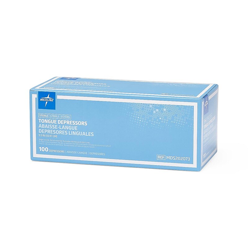 Medline Tongue Depressors, 5 1/2" Size, Sterile, 100/Box (MDS202073Z) image 1