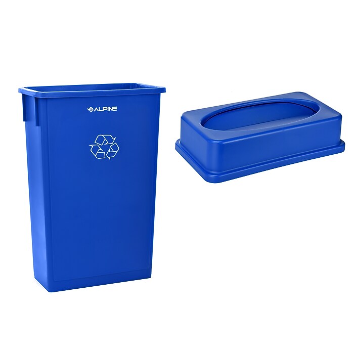 Alpine Industries Polypropylene Recycling Bin, 23 Gallon, Blue