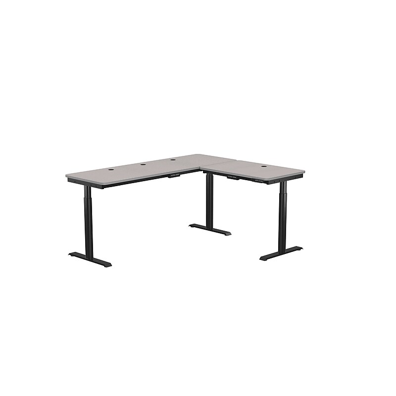 VersaDesk PowerLift 60"W Electric L-Shaped Adjustable Standing Desk, Gray/Black (PLLSD7260-BG-APP) image 1