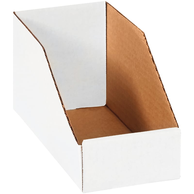Small Folding Corrugated Storage Bin, 4.5" x 4"x 9", White, 50/Bundle (BINBIN49) image 1