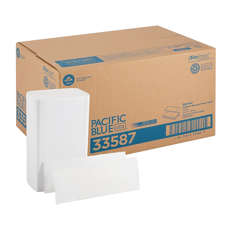 Pacific Blue Ultra Recycled C-Fold Paper Towels, 1-ply, 220 Sheets/Pack, 10 Packs/Carton (33587) image 1