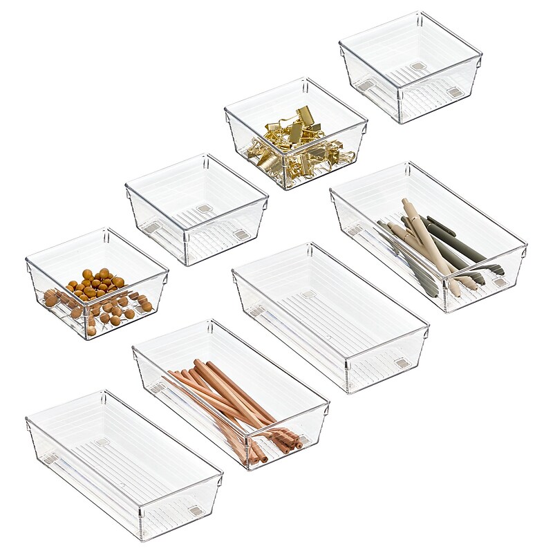 interDesign Sierra Plastic Accessory Tray, Clear, 8 Piece (95607N) image 1