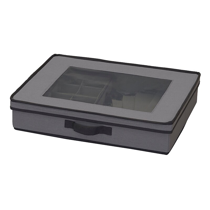 Household Essentials 69.1 Quart Storage Box with Lid, Fabric, Gray (52545-1) image 1
