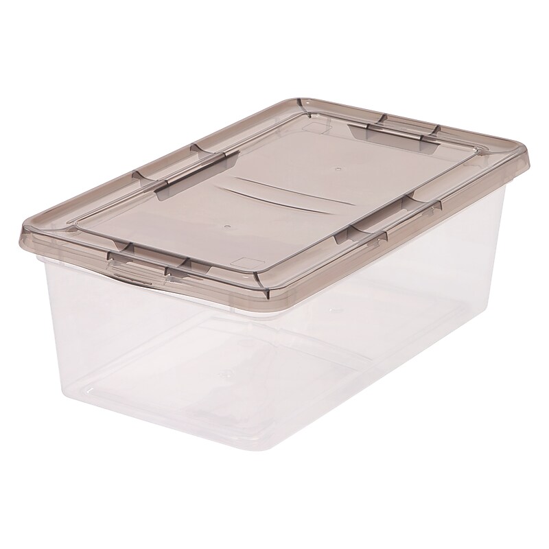 Iris 6.7 Quart Snap Top Plastic Snap Closure Storage Bin, Clear, 10/Pack (500155) image 1