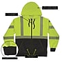 Ergodyne GloWear 8318BK High Visibility Long Sleeve Black Bottom Hooded Zip-Up Sweatshirt, ANSI Type R Class 3, Lime, Medium~#|#~1C2D116F-282B-4402-8073D43B74618D60_sc7