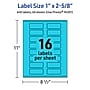 Avery Printable Rectangle Multipurpose Labels, 1" x 2-5/8", Bright Blue, 640/Pack (94201)~#|#~1C2FFE36-9972-4A25-80E7105F81E27A9E_sc7