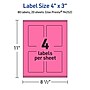 Avery Laser/Inkjet Rectangle Multipurpose Labels, 4" x 3", Bright Pink, 80/Pack (94252)~#|#~1C34167A-F20B-42CE-8522E327E57066E0_sc7