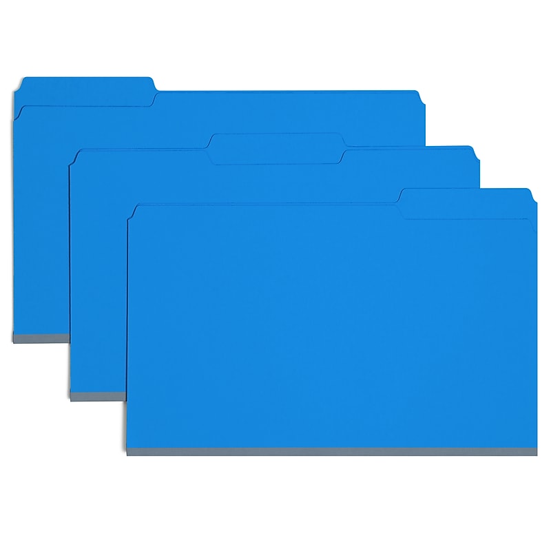 Smead 50% Recycled File Folder, 1/3-Cut Tab, Assorted, Legal Size, Blue, 25/Box (22541) image 1