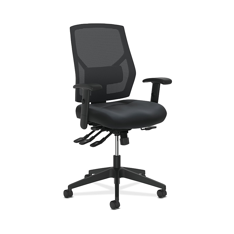 HON Crio Bonded Leather Swivel Task Chair, Black (BSXVL582SB11T) image 1