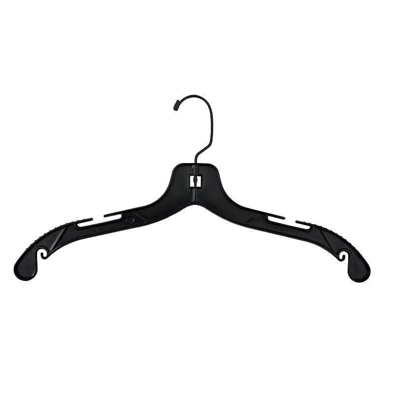 Nahanco 17" Plastic Middle Heavy Weight Top Hanger, Black, 100/Carton (2505BHMG) image 1