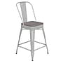 Flash Furniture Kai Indoor-Outdoor Counter Height Stool with Removable Back, White with Gray Seat (CH3132024GBWP2G)~#|#~1C4994A0-8E2E-4170-9780188B8435DE16_sc7