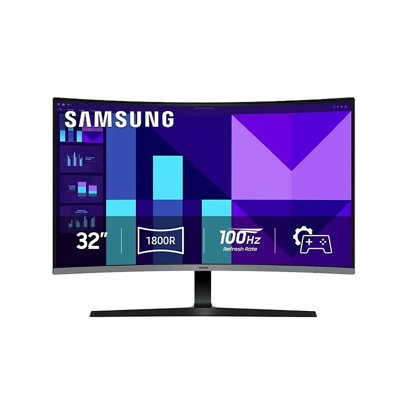 Samsung 32" Curved 100Hz LED Gaming Monitor, Built-in Speakers, Black (LS32D396GANXZA) image 1