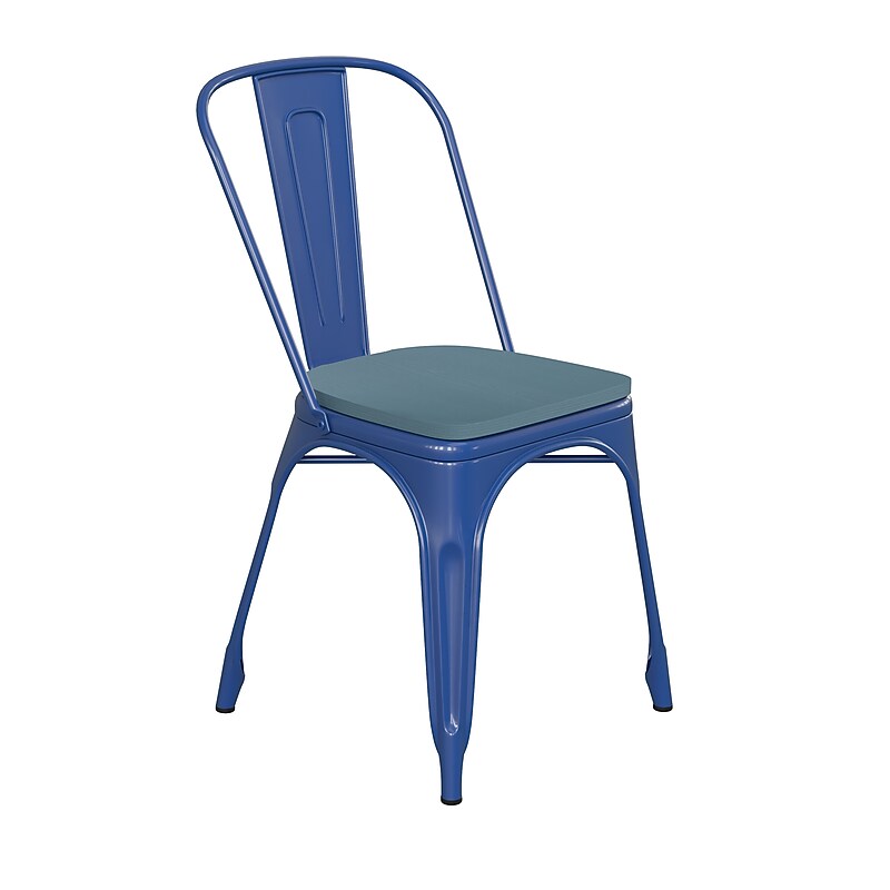 Flash Furniture Perry Indoor-Outdoor Stackable Chair, Blue with Teal-Blue Seat (CH31230BLPL1C) image 1