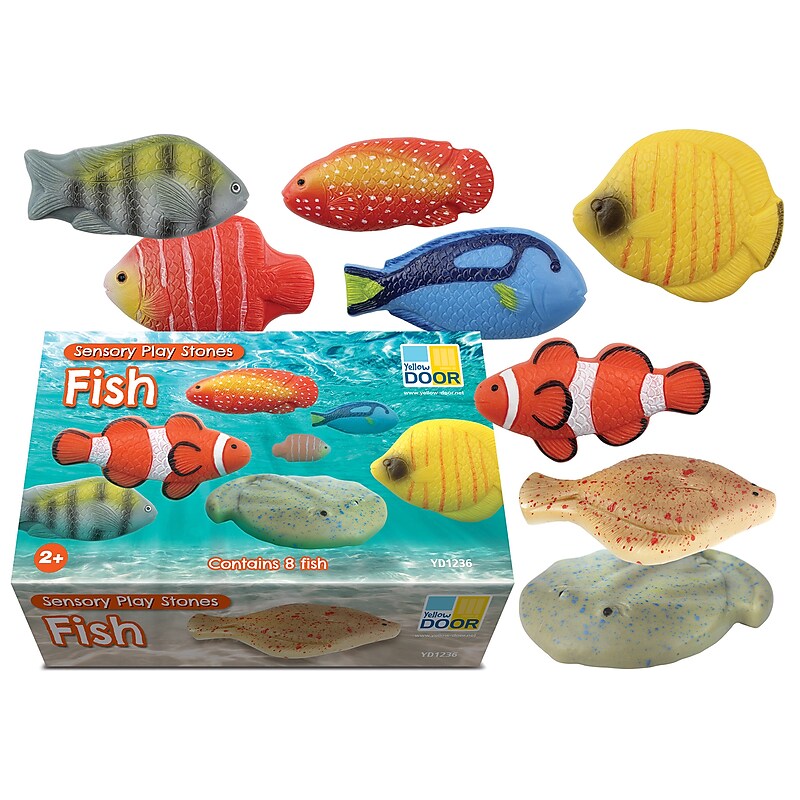 Yellow Door Sensory Play Stones Fish, Assorted Colors, 8/Set (YUS1236) image 1