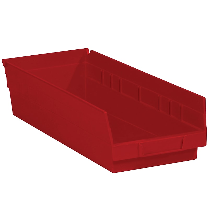 Partners Brand Medium Plastic Storage Bin, 6.625" x 17.875"x 4", Red, 20/Carton (BINPS112R) image 1
