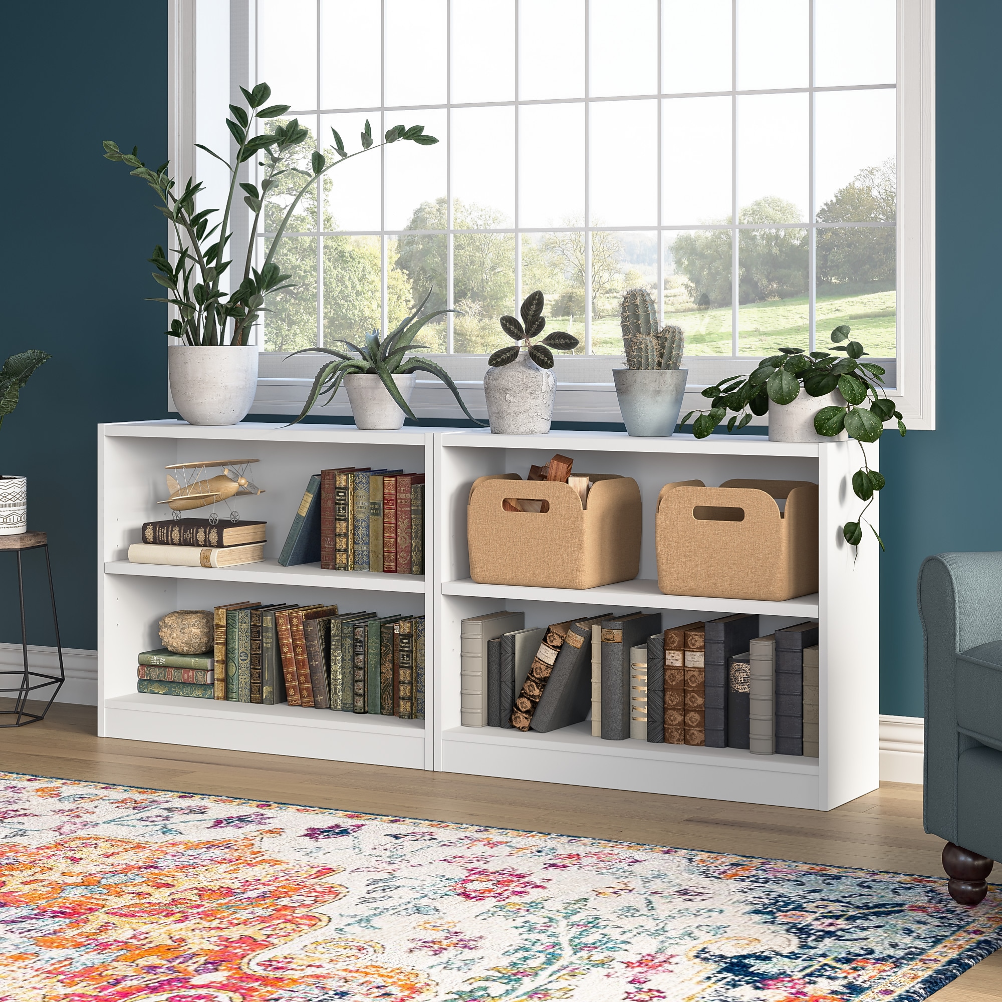 Bush Furniture Universal 30″H 2-Shelf Bookcase, Pure White, 2/Set (UB001PW) Sansujyuku sansujyuku.com
