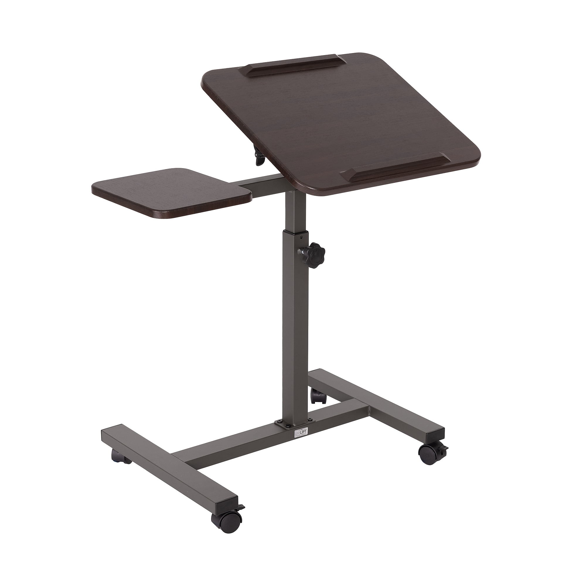Seville Classics airLIFT 26″W Manual Rectangular Tilting Height Adjustable Mobile Sitting Desk, Walnut (WEB662) Sansujyuku sansujyuku.com