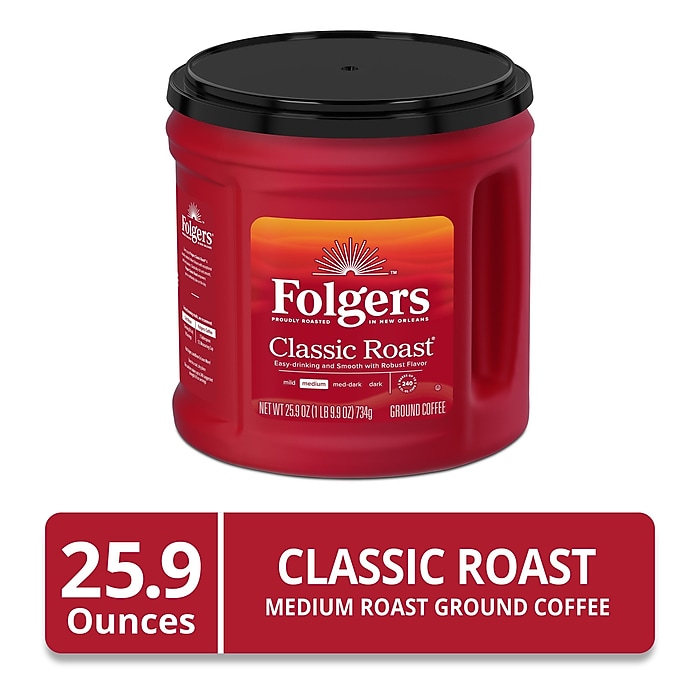 Folgers Classic Roast Ground Coffee, Medium Roast, 25.9 oz Folgers Classic Roast Ground Coffee, Medium Roast, 25.9 oz