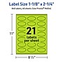 Avery Printable Oval Multipurpose Labels, 1-1/8" x 2-1/4", Bright Green, 840/Pack (94054)~#|#~1C73B7E9-0CA7-479E-91FE7F9BFC407D1B_sc7