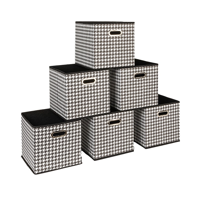 Household Essentials Storage Cubes 23.05 Quart Storage Container, Cardboard, Black/White, 6/Pack (HE1250) image 1
