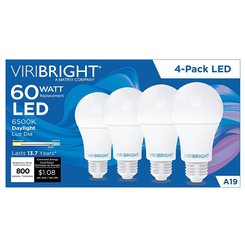 Viribright 9 Watts Daylight LED Household Bulb, 4/Pack (640340) image 1