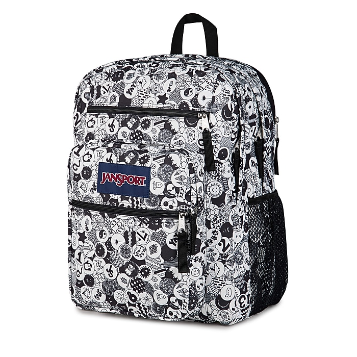 black and white jansport backpack SuperBreak Plus with Padded 15-inch Laptop Sleeve Integrated Bottle Pocket - Spacious and Durable Daypack for Work and Travel Laptop Ready  Includes an internal padded sleeve that fits 15 JanSport Big Plans Backpack, Afflicted