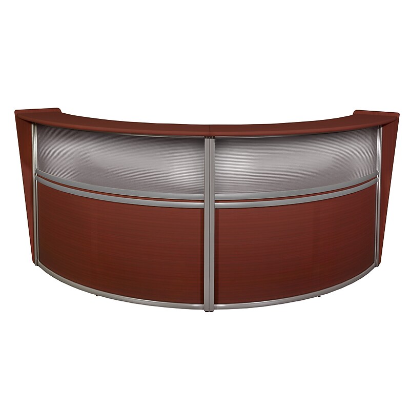 Regency Marque 124.5"W Curved Reception Desk Workstation, Mahogany (77312MH) image 1
