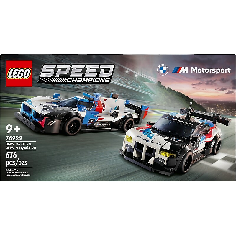 LEGO Speed Champions BMW M4 GT3 & BMW M Hybrid V8 Race Cars, 676 Pieces (76922) image 1