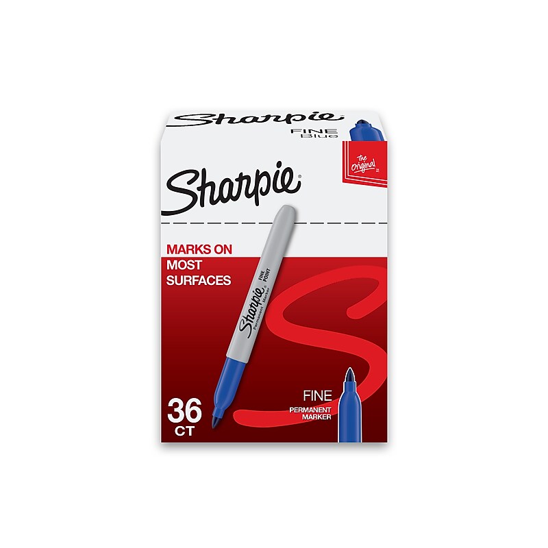 Sharpie Permanent Markers, Fine Tip, Blue, 36/Pack (1920932) image 1