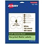 Avery EcoFriendly Laser/Inkjet Circle Multipurpose Labels, 3-1/2" Dia., White, 400/Box (94514)~#|#~1C98EACB-4318-4246-B4E19BF8DE54DDBD_sc7