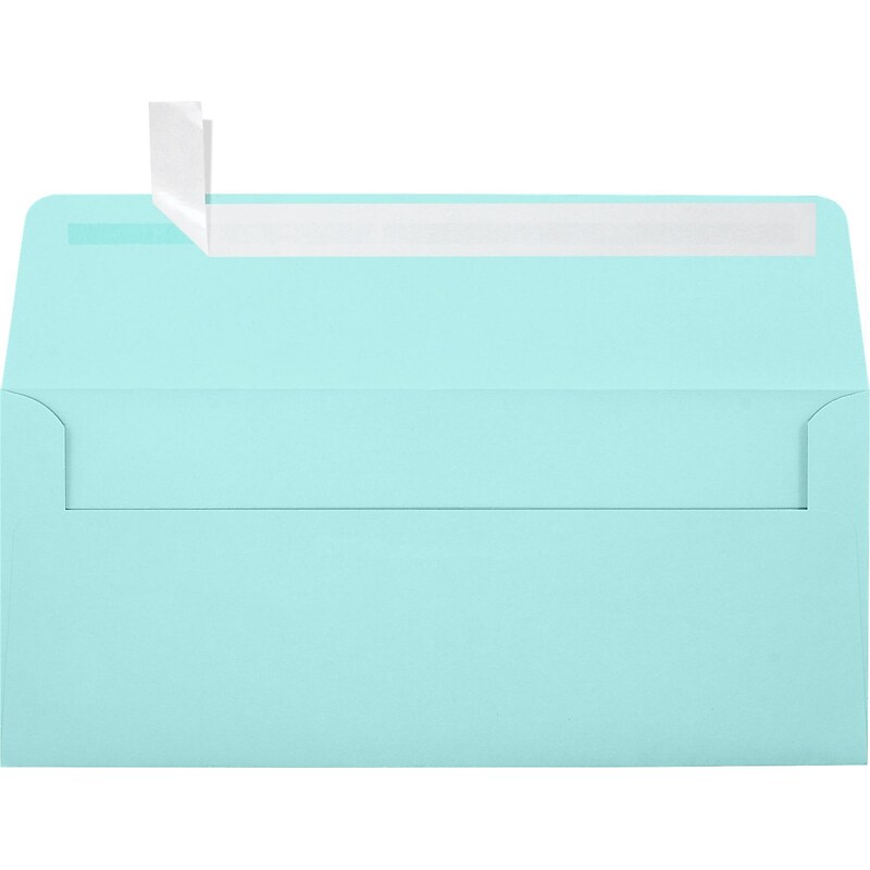 JAM Paper #10 Self Seal Booklet Envelopes, 4 1/8" x 9 1/2", Seafoam Blue, 50/Pack (LUX-4860-113-50) image 1