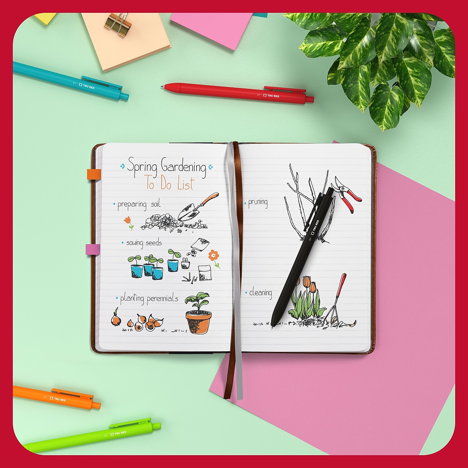 TRU RED 5,5” x 8” Medium Flexible Cover Narrow Ruled Journal Cognac (TR61952) - Bild 2 von 6
