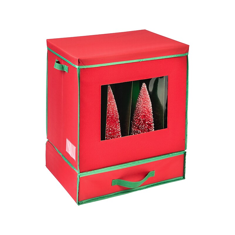 Honey-Can-Do Holiday Decor Storage Tote with Lift-Off Lid, Red/Green (SFT-09191) image 1