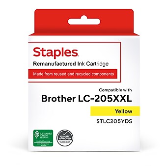 Staples Remanufactured Yellow Super High Yield Ink Cartridge Replacement for Brother (TRLC205YDS/STLC205YDS)