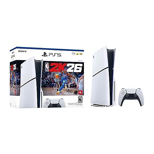 PlayStation 5 Slim Gaming Console, NBA 2K26 Bundle, 1TB SSD, White