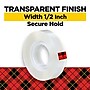 Scotch Transparent Clear Tape Refill, 0.5" x 36 yds., 1" Core, Clear, 2 Rolls/Pack (600H2)~#|#~1CB9E837-086D-4FA5-B89894B48AC4B202_sc7