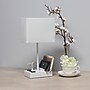 Simple Designs Rectangular Multi-Use 1 Light 15.3" LED Table Lamp with 2 USB Ports and Charging Outlet, White (LT1110-WOW)~#|#~1CBB1F21-A520-4638-BA6050AC4A3034EC_sc7