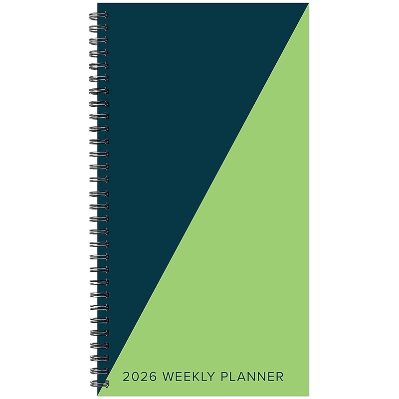 2026 Willow Creek 3.87" x 6.50" Weekly Personal Organizer, Paperboard Cover, Navy/Lime (57711X) image 1