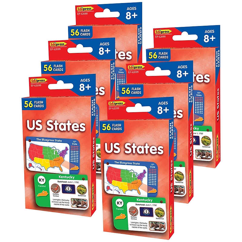 Edupress US States Flash Cards, 56/Pack, 6 Packs/Bundle (TCR62099-6) image 1