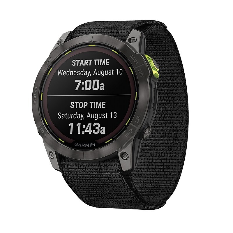 Garmin Enduro 2 Multisport Solar GPS Smartwatch, Carbon Gray DLC Titanium Bezel with Black UltraFit Nylon Strap (010-02754-00) image 1