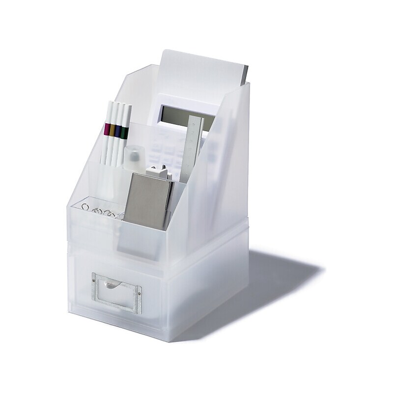 LIKE-IT Stackable Mini Desktop Organizer Assortment, Translucent White, 2 Pieces (MX9208_16) image 1