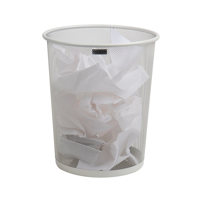 Mind Reader Metal Mesh Trash Can Without Lid, 4.4 Gallon, White (1CIRGA-WHT) image 1