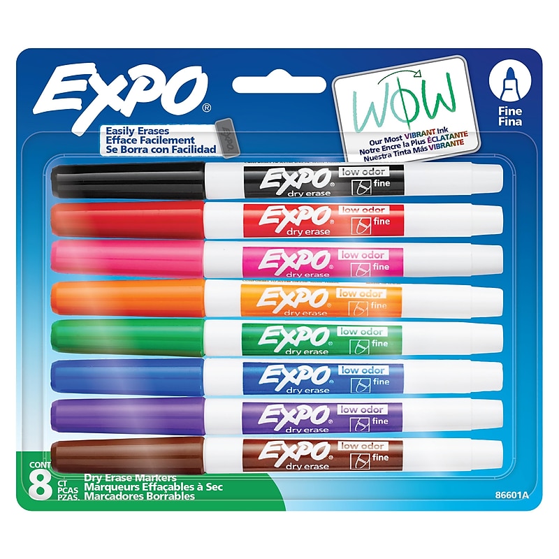 Expo Dry Erase Marker, Fine Tip, Assorted Colors, 8/Pack (86601) image 1