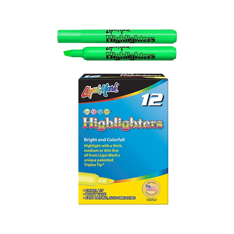 Liqui-Mark Tank Fluorescent Highlighter, Chisel Tip, Green, Dozen (61211) image 1